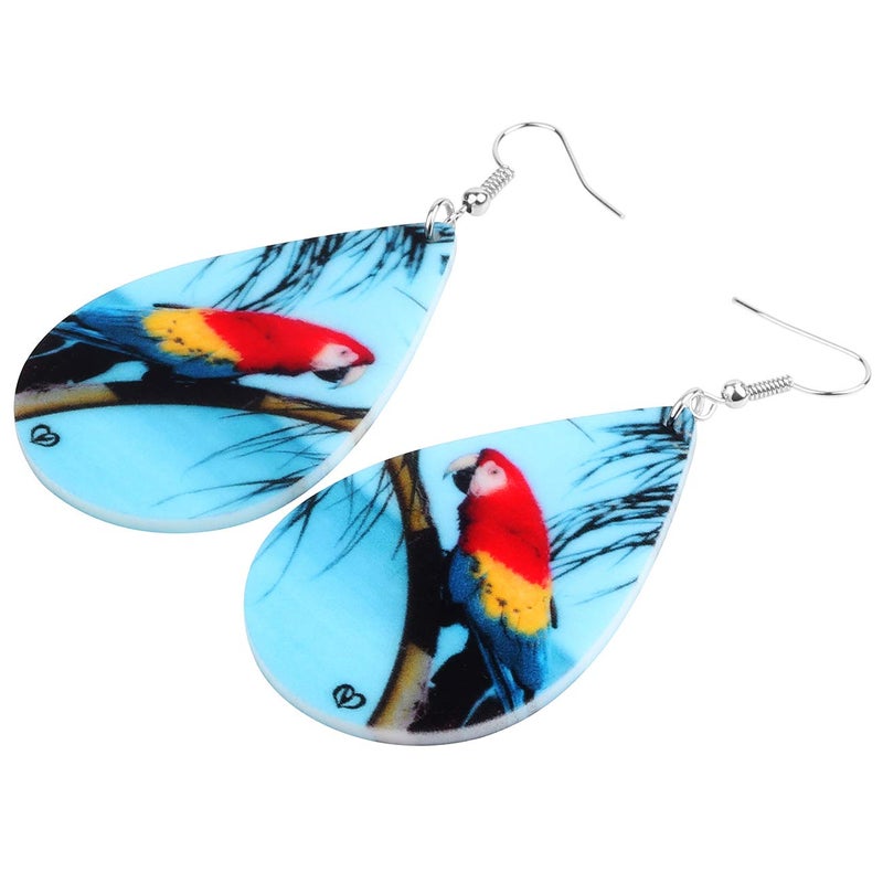 Bonsny Acrylic Big Blue Dangle Macaw Parrot Bird Earrings Fashion Jewelry For Women - Image 3